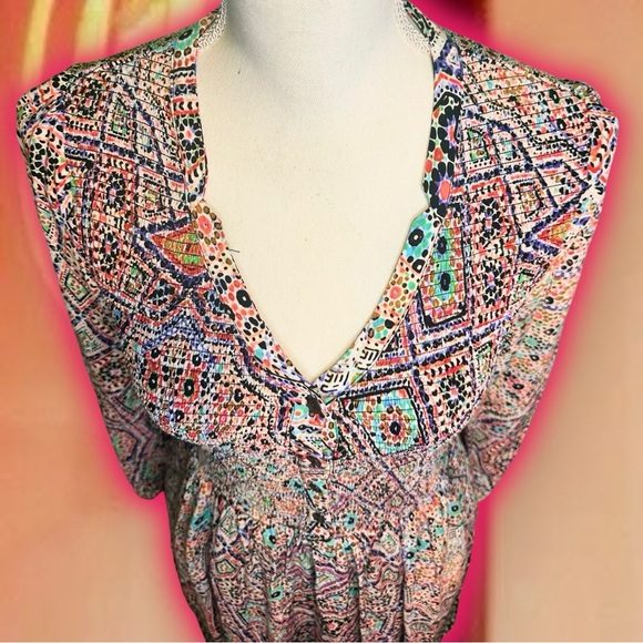 NWOT Maeve by Anthropologie Smocked Button Up ‘Tiled Amethyst’ Dress Size XS - Picture 6 of 16